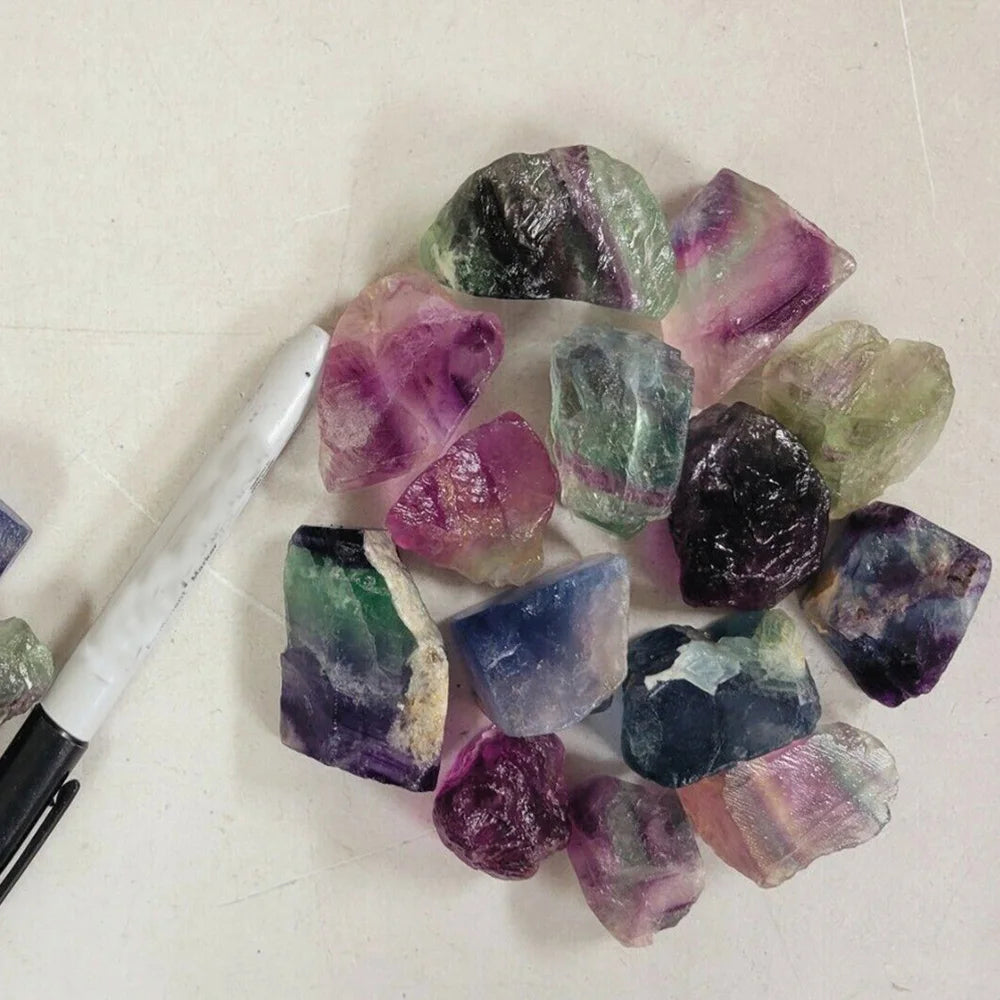 Natural Raw Rainbow Fluorite Crystals Rough Stones Mineral Healing Crystals Gemstones Specimens Collectible Home Decor