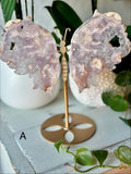 Flower Agate with Amethyst Butterfly A