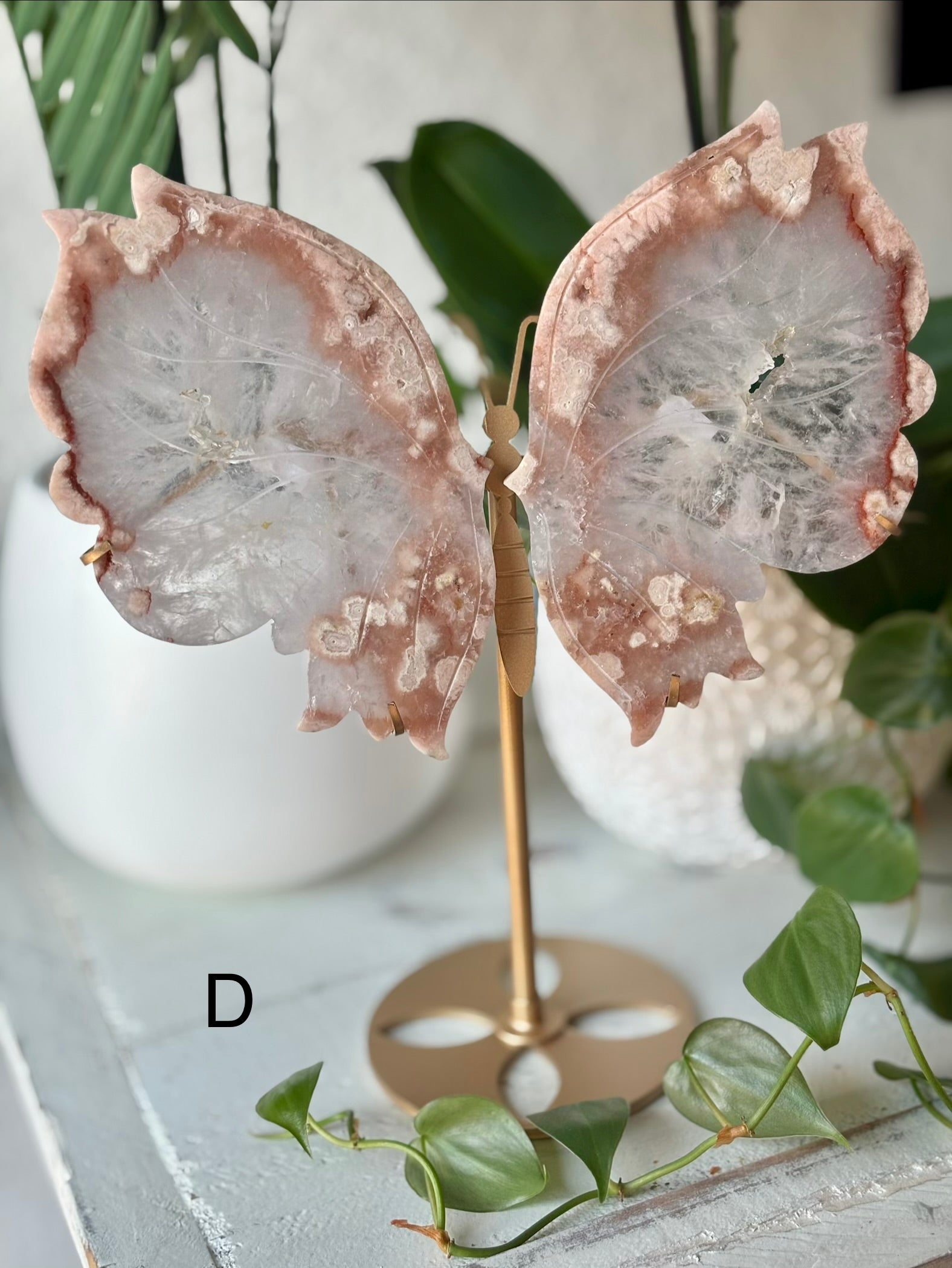 Pink Flower Agate Butterfly D
