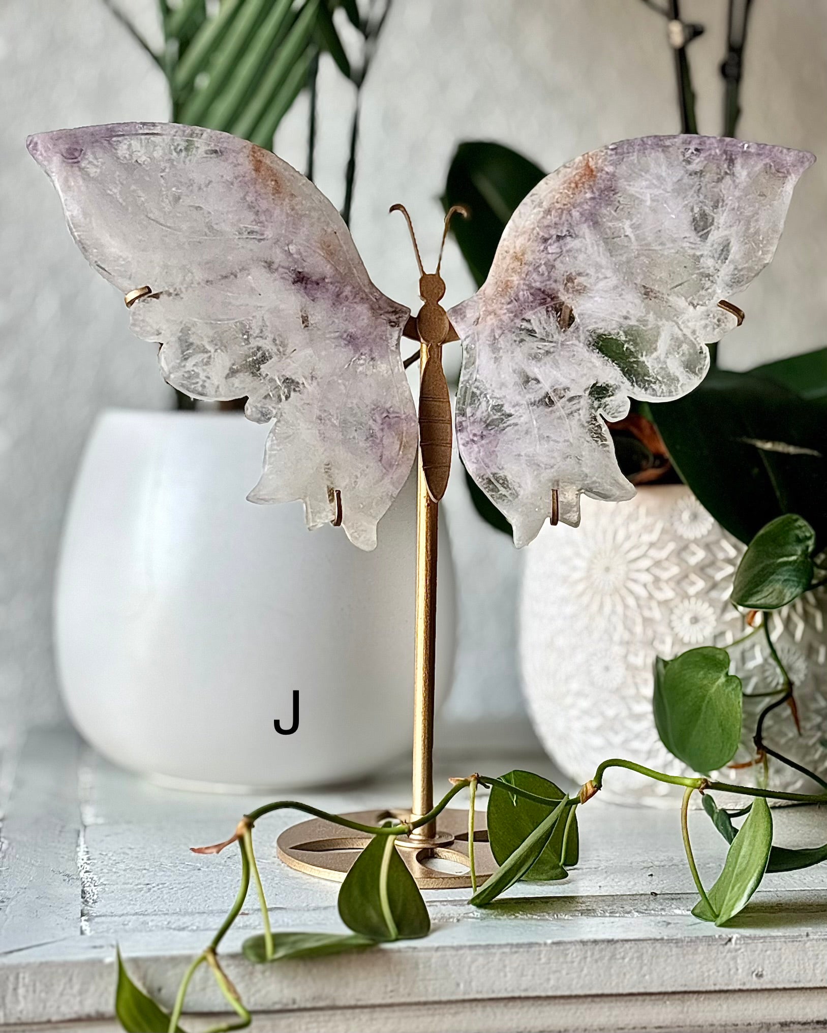 Clear Quartz and Amethyst Butterfly J
