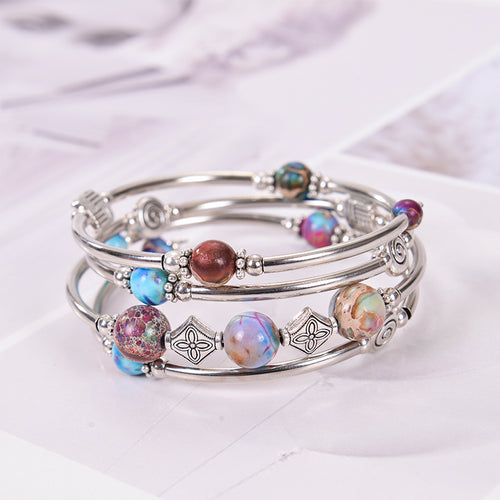 2026 New European and American Fashion Imperial Stone Wrap Bracelet for Women, Layered Multi-Wrap Natural Stone Bracelet Wholesale