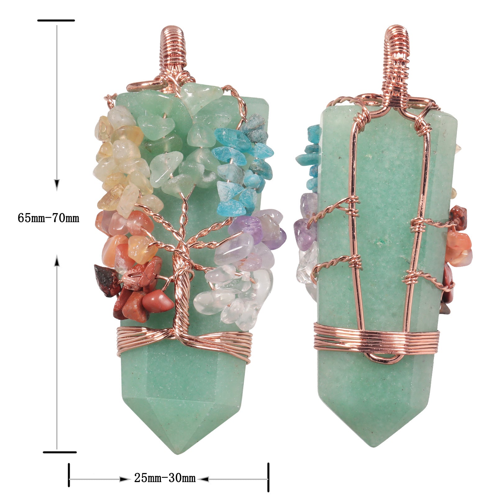 Natural Cut Crystal Stone Sword-shaped Wrap Crystal Gravel Tree of Life Pendant European and American Style Creative Crystal Pendant
