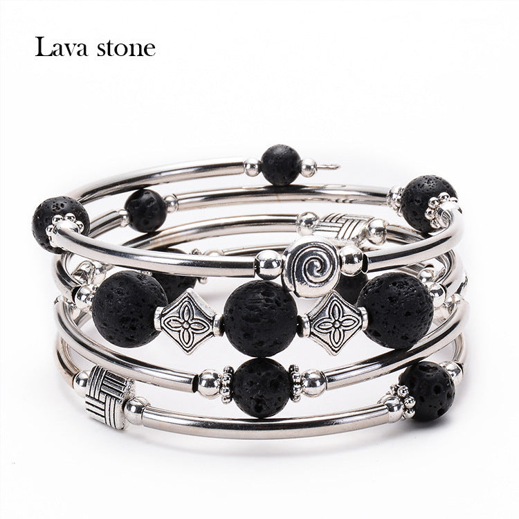 2026 New European and American Fashion Imperial Stone Wrap Bracelet for Women, Layered Multi-Wrap Natural Stone Bracelet Wholesale
