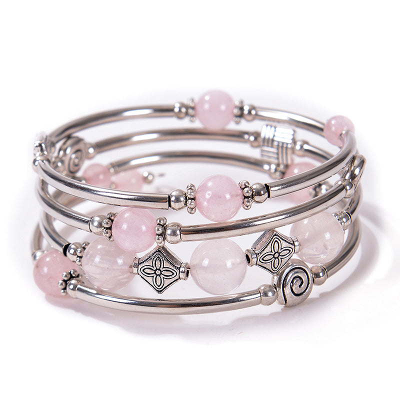 2026 New European and American Fashion Imperial Stone Wrap Bracelet for Women, Layered Multi-Wrap Natural Stone Bracelet Wholesale