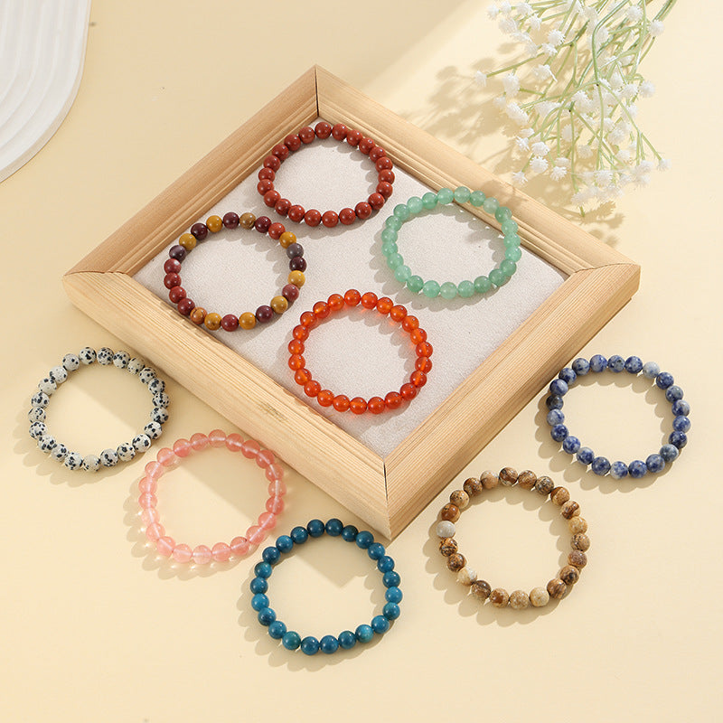 8mm Natural Stone Bracelet: Amethyst, Tiger Eye, Agate, And Many More