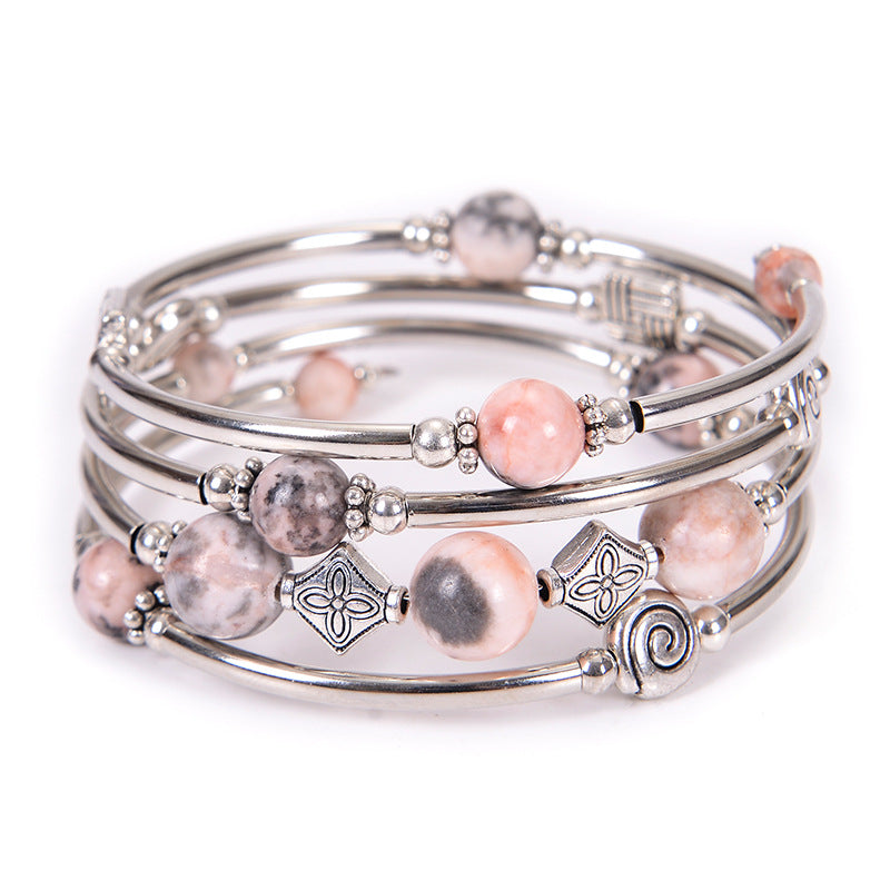 2026 New European and American Fashion Imperial Stone Wrap Bracelet for Women, Layered Multi-Wrap Natural Stone Bracelet Wholesale