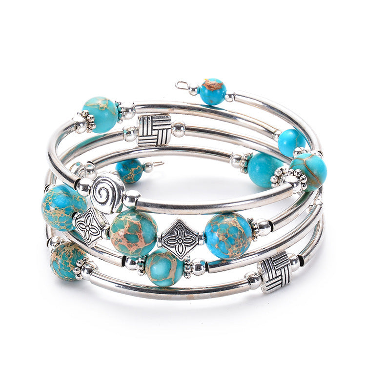 2026 New European and American Fashion Imperial Stone Wrap Bracelet for Women, Layered Multi-Wrap Natural Stone Bracelet Wholesale