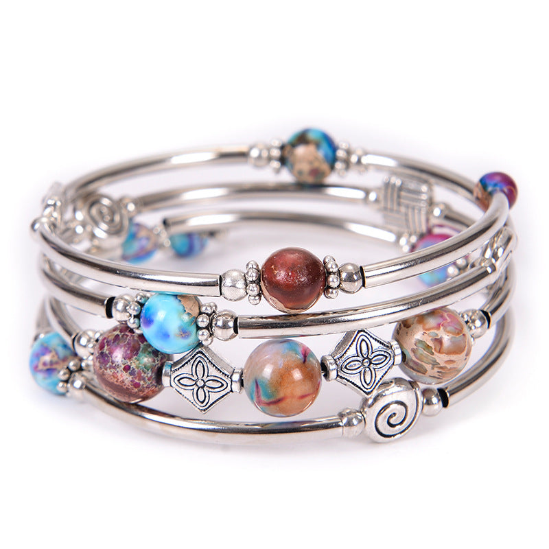2026 New European and American Fashion Imperial Stone Wrap Bracelet for Women, Layered Multi-Wrap Natural Stone Bracelet Wholesale