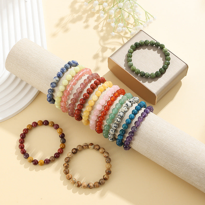 8mm Natural Stone Bracelet: Amethyst, Tiger Eye, Agate, And Many More