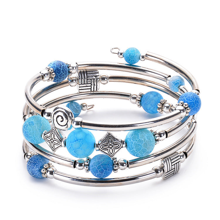 2026 New European and American Fashion Imperial Stone Wrap Bracelet for Women, Layered Multi-Wrap Natural Stone Bracelet Wholesale