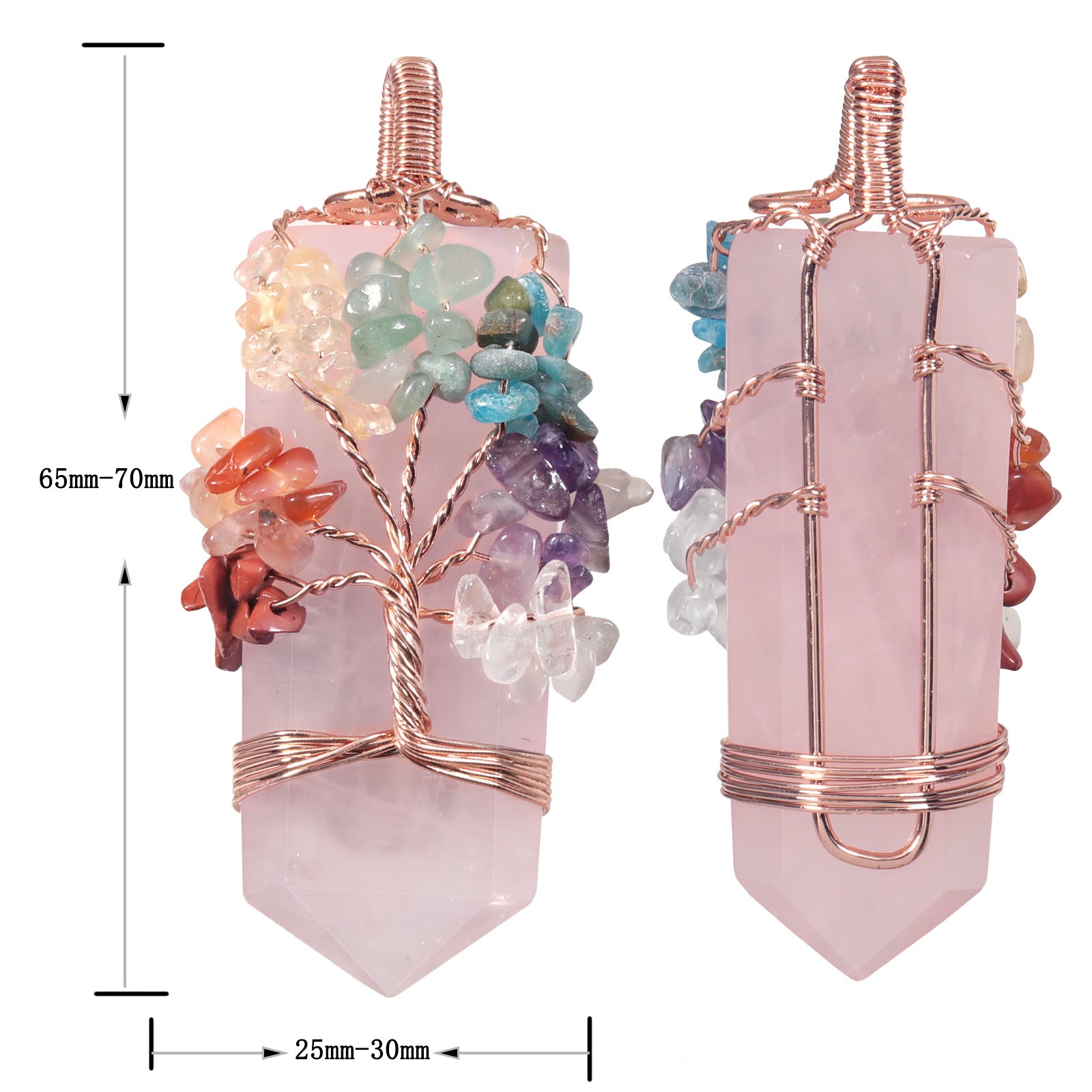 Natural Cut Crystal Stone Sword-shaped Wrap Crystal Gravel Tree of Life Pendant European and American Style Creative Crystal Pendant