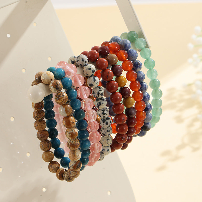 8mm Natural Stone Bracelet: Amethyst, Tiger Eye, Agate, And Many More