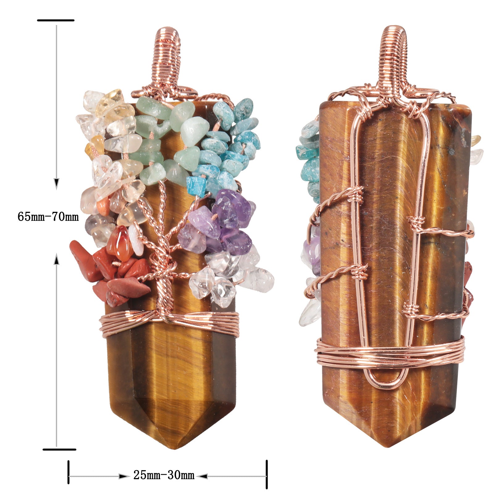 Natural Cut Crystal Stone Sword-shaped Wrap Crystal Gravel Tree of Life Pendant European and American Style Creative Crystal Pendant
