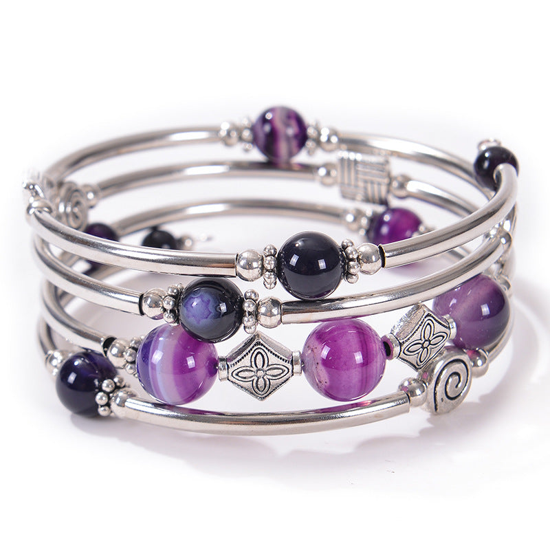 2026 New European and American Fashion Imperial Stone Wrap Bracelet for Women, Layered Multi-Wrap Natural Stone Bracelet Wholesale