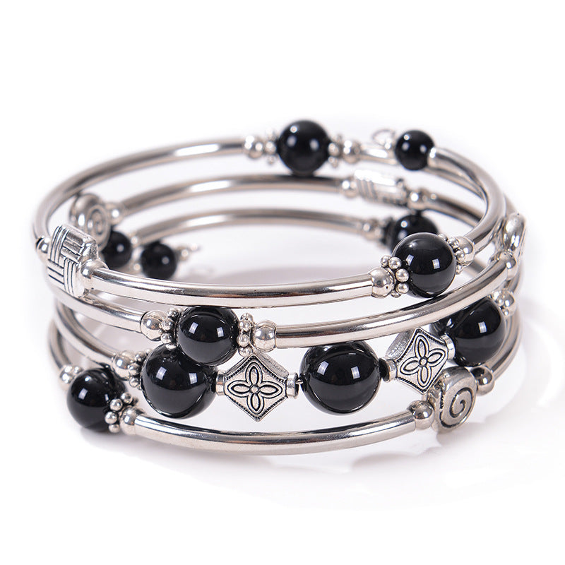 2026 New European and American Fashion Imperial Stone Wrap Bracelet for Women, Layered Multi-Wrap Natural Stone Bracelet Wholesale