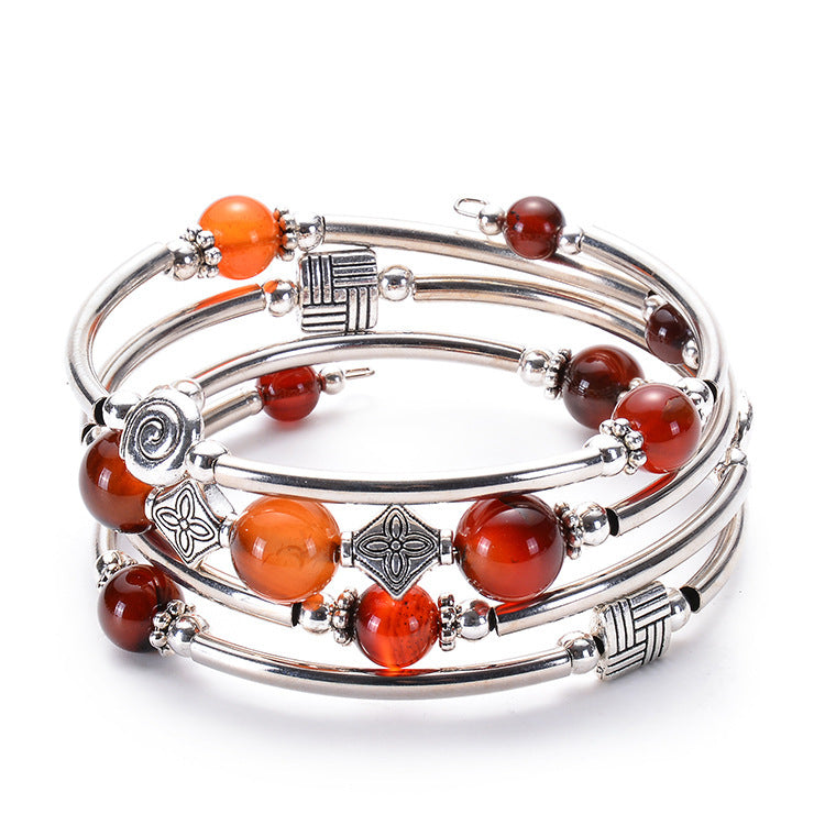 2026 New European and American Fashion Imperial Stone Wrap Bracelet for Women, Layered Multi-Wrap Natural Stone Bracelet Wholesale