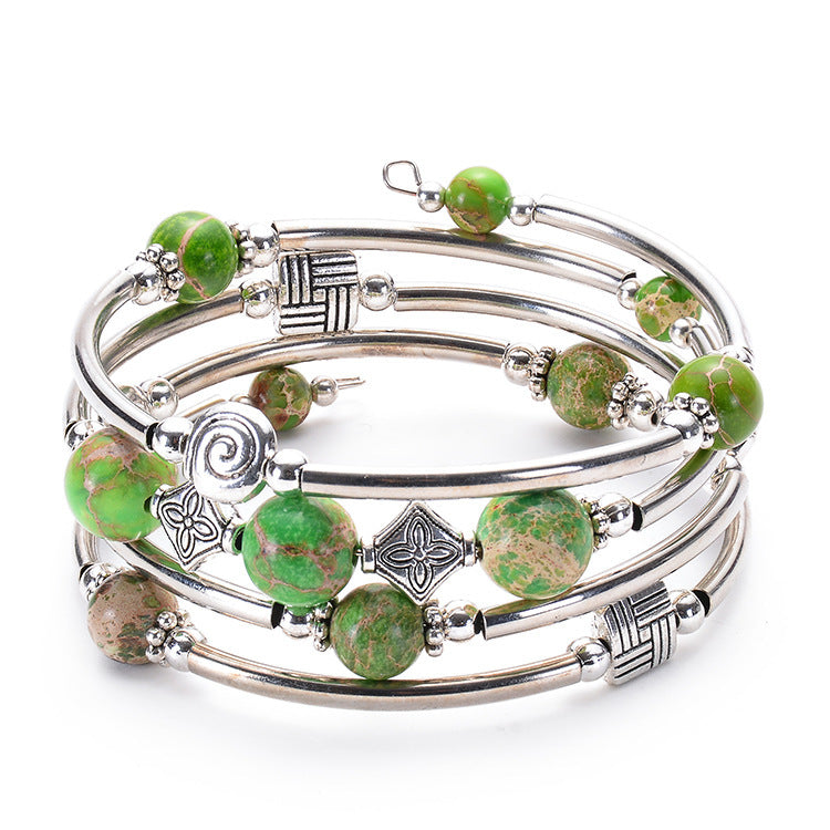 2026 New European and American Fashion Imperial Stone Wrap Bracelet for Women, Layered Multi-Wrap Natural Stone Bracelet Wholesale