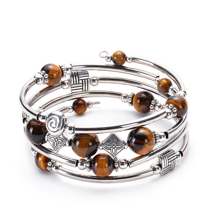 2026 New European and American Fashion Imperial Stone Wrap Bracelet for Women, Layered Multi-Wrap Natural Stone Bracelet Wholesale