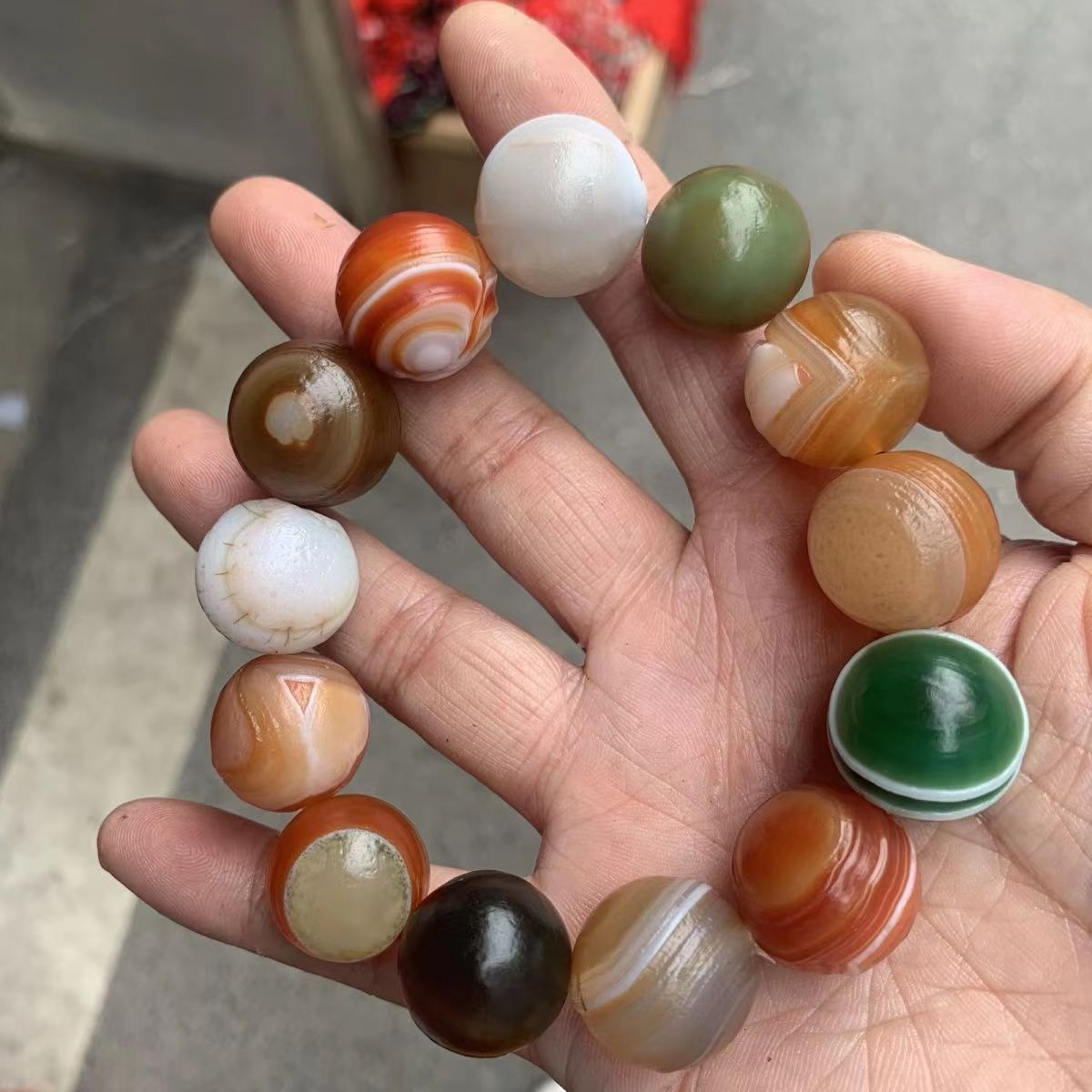Natural Xinjiang Gobi Stone Alashan Stone Silk Eye Stone Bracelet Agate Original Stone Bracelet Wholesale