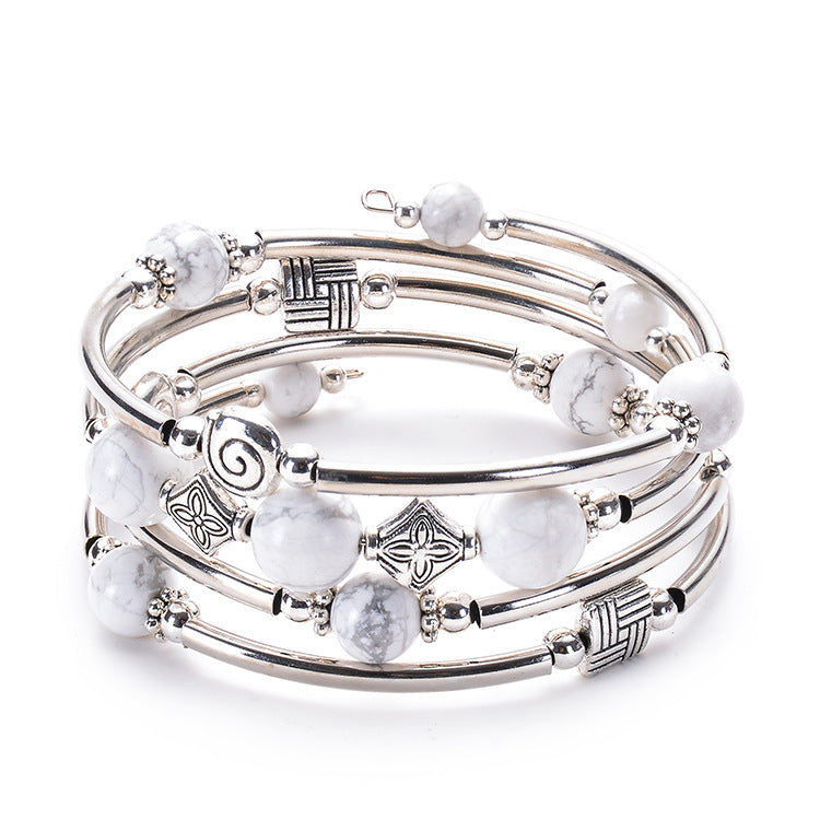 2026 New European and American Fashion Imperial Stone Wrap Bracelet for Women, Layered Multi-Wrap Natural Stone Bracelet Wholesale