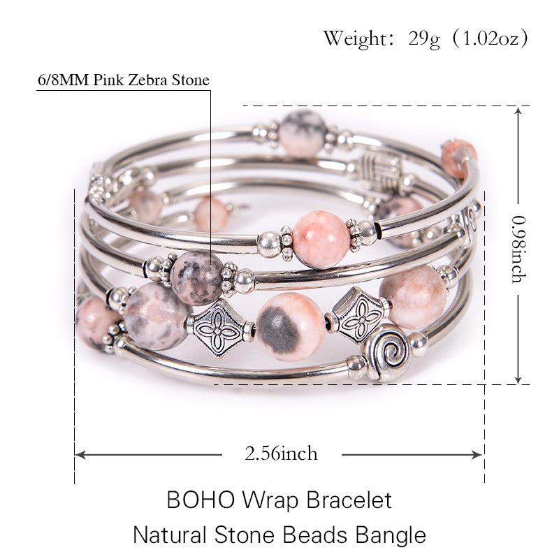 2026 New European and American Fashion Imperial Stone Wrap Bracelet for Women, Layered Multi-Wrap Natural Stone Bracelet Wholesale