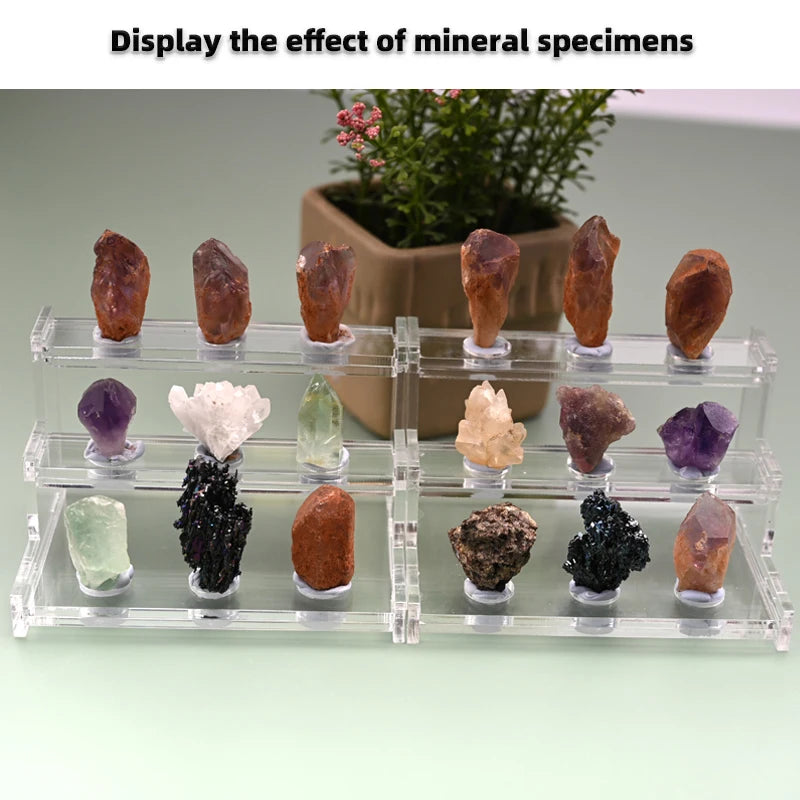 acrylic three-layer crystal mineral display box raw stone specimen crystal storage box raw ore display rack sphere stand
