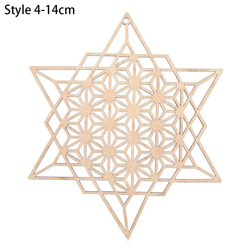 New Chakra Flower of life Natural Symbol  Wood Round Edge Circles Carved Coaster For Stone Crystal Set Home Kitchen DIY Decor