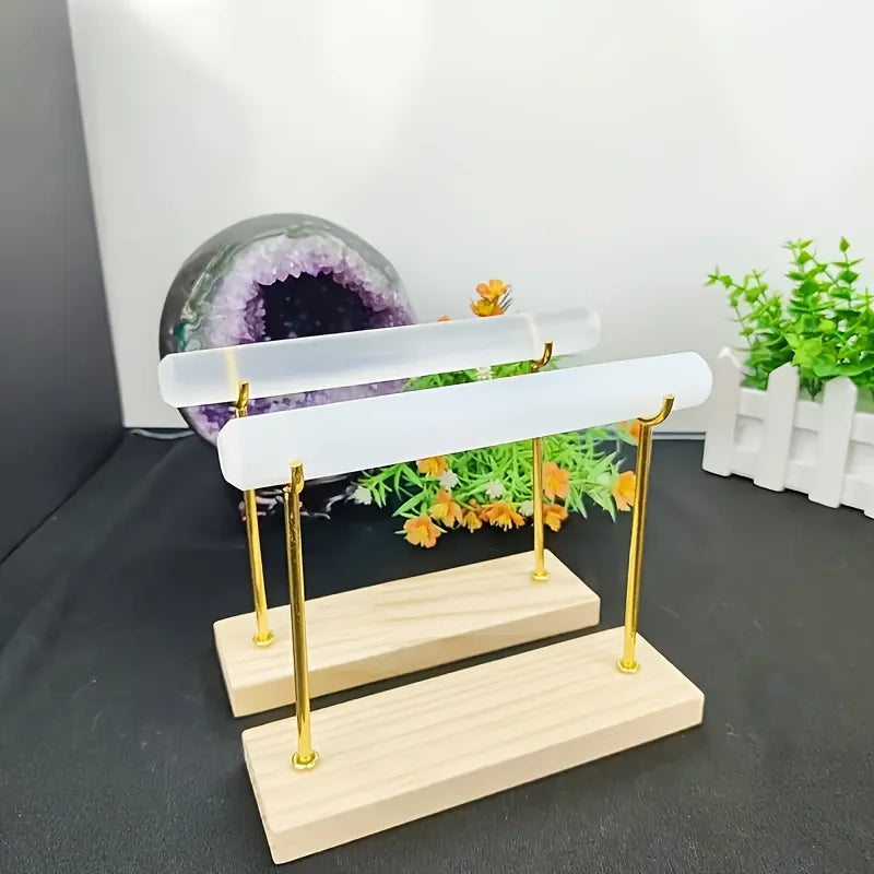 Natural Selenite Crystal Display Stand, Selenite Crystal Display Stand, bracelet display stand, Jewelry bracelet display hanger