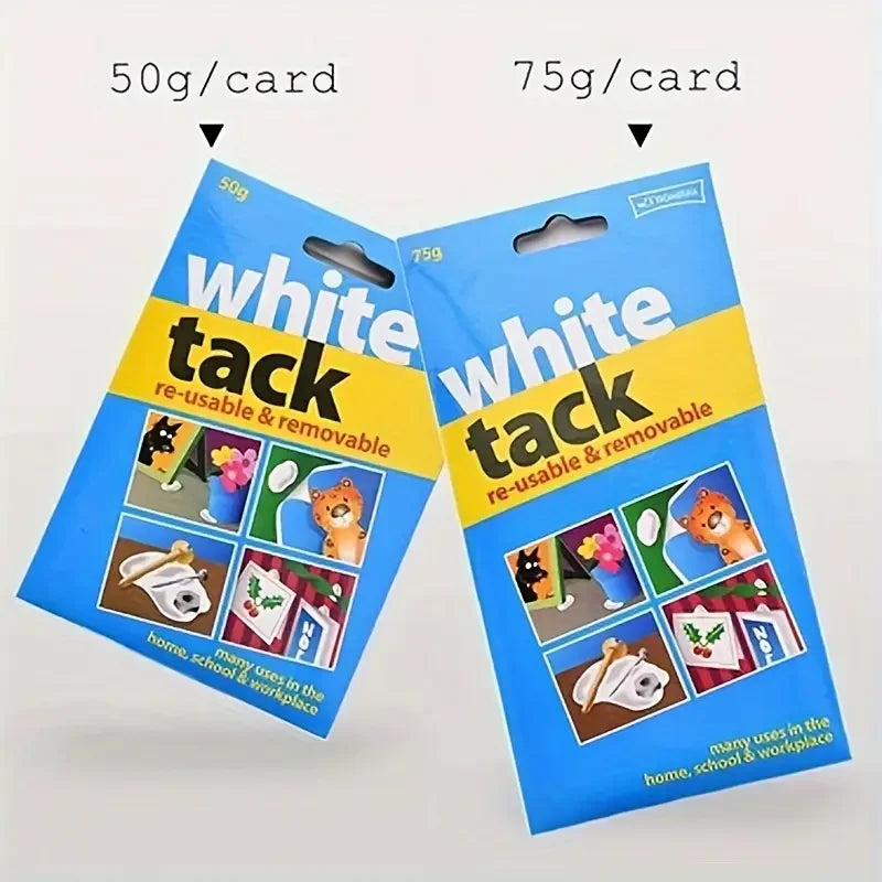 50g/75g White Tack Reusable Adhesive Putty Sticky Tack Non-Toxic Removable Wall Safe Tack Putty for Poster Photo Frames Party