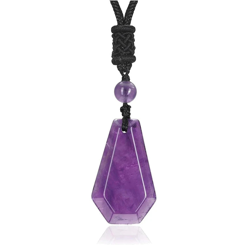 Natural Amethysts Reiki Tree of Life Hexagon Heart Wire Wrapped Pendant Circle Donut Braided Handmade Necklace Women Men Jewelry