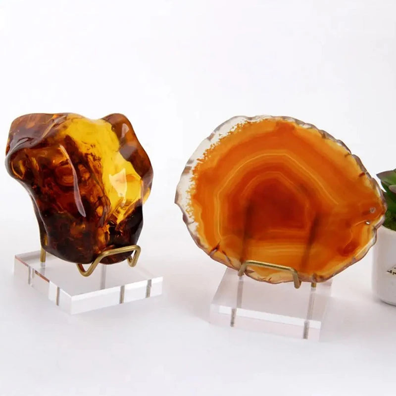 Metal Mineral Display Stand With Acrylic Base For Crystal Jewelry Stand Stone Shelf