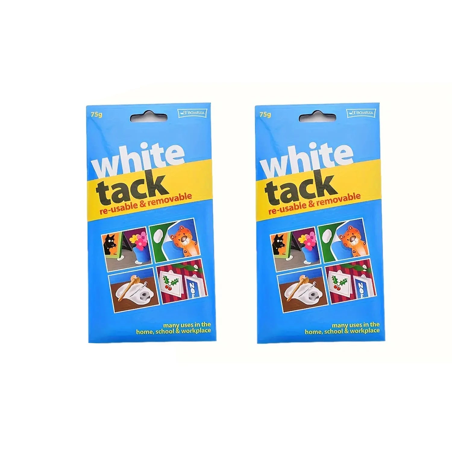 50g/75g White Tack Reusable Adhesive Putty Sticky Tack Non-Toxic Removable Wall Safe Tack Putty for Poster Photo Frames Party