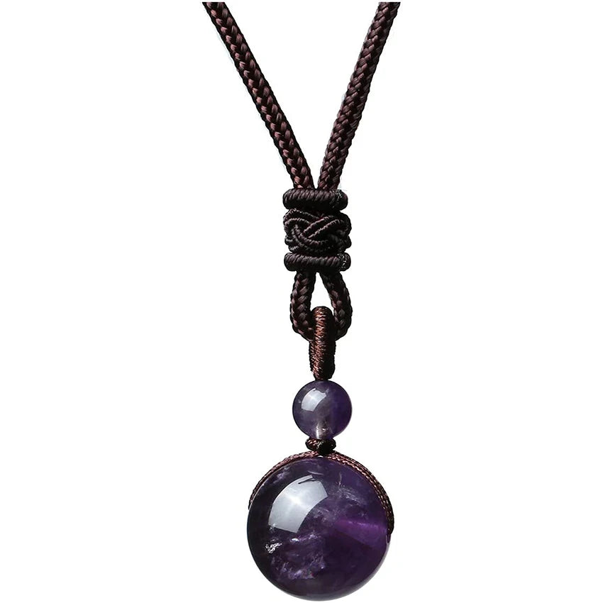 Natural Amethysts Reiki Tree of Life Hexagon Heart Wire Wrapped Pendant Circle Donut Braided Handmade Necklace Women Men Jewelry