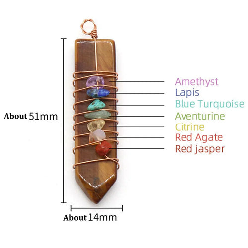 7 Chakras Natural Stone Crystal Reiki Pendant Arrow Shaped Colorful Gravel Wire Charms for Jewelry Making DIY Necklace Accessory