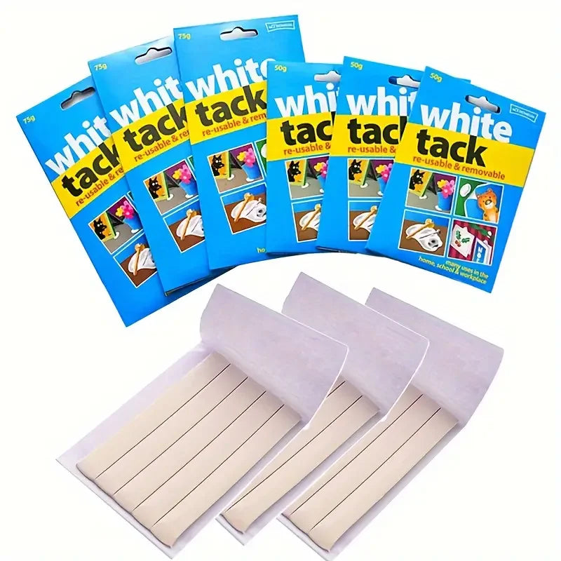 50g/75g White Tack Reusable Adhesive Putty Sticky Tack Non-Toxic Removable Wall Safe Tack Putty for Poster Photo Frames Party