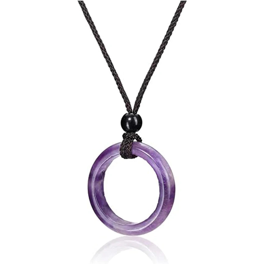 Natural Amethysts Reiki Tree of Life Hexagon Heart Wire Wrapped Pendant Circle Donut Braided Handmade Necklace Women Men Jewelry