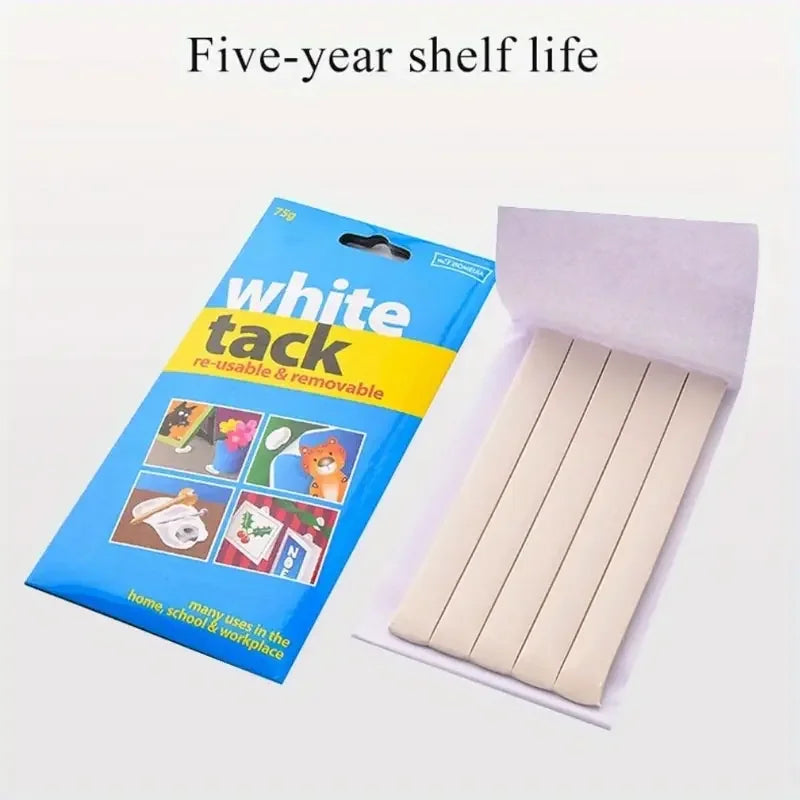 50g/75g White Tack Reusable Adhesive Putty Sticky Tack Non-Toxic Removable Wall Safe Tack Putty for Poster Photo Frames Party