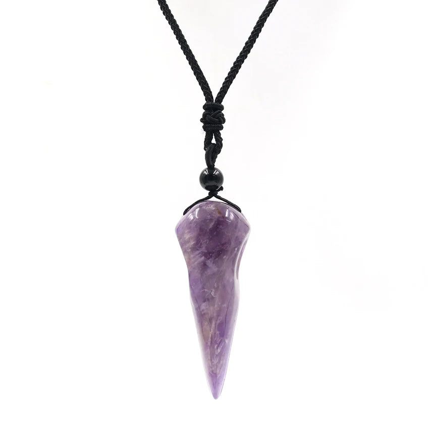 Natural Amethysts Reiki Tree of Life Hexagon Heart Wire Wrapped Pendant Circle Donut Braided Handmade Necklace Women Men Jewelry
