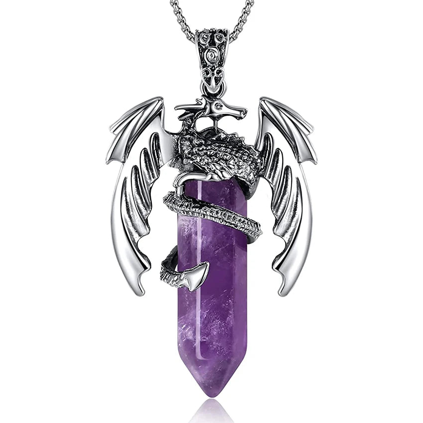 Natural Amethysts Reiki Tree of Life Hexagon Heart Wire Wrapped Pendant Circle Donut Braided Handmade Necklace Women Men Jewelry