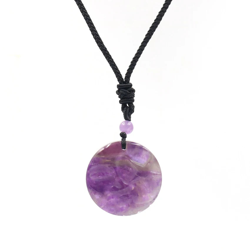 Natural Amethysts Reiki Tree of Life Hexagon Heart Wire Wrapped Pendant Circle Donut Braided Handmade Necklace Women Men Jewelry