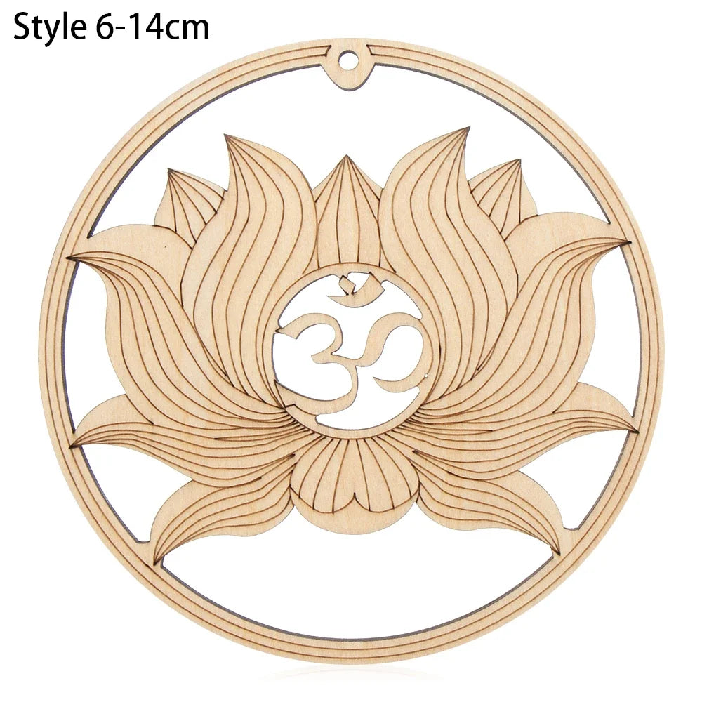 New Chakra Flower of life Natural Symbol  Wood Round Edge Circles Carved Coaster For Stone Crystal Set Home Kitchen DIY Decor