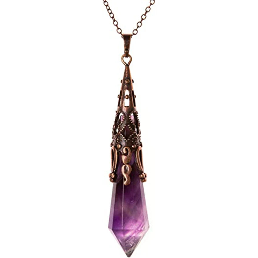 Natural Amethysts Reiki Tree of Life Hexagon Heart Wire Wrapped Pendant Circle Donut Braided Handmade Necklace Women Men Jewelry