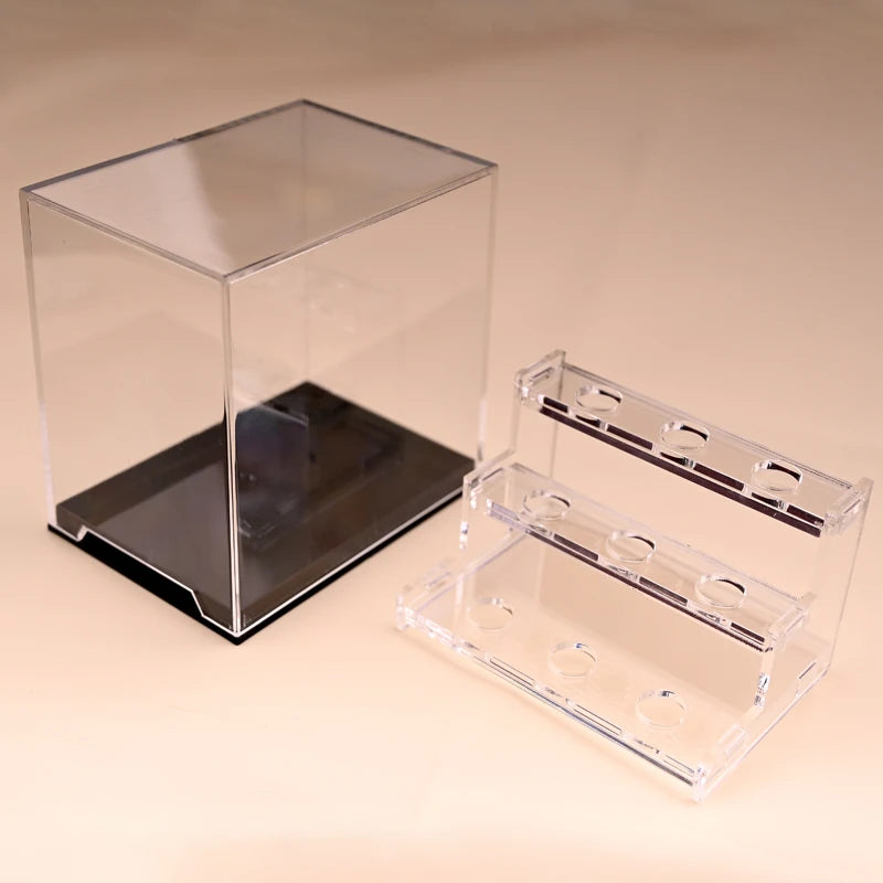 acrylic three-layer crystal mineral display box raw stone specimen crystal storage box raw ore display rack sphere stand