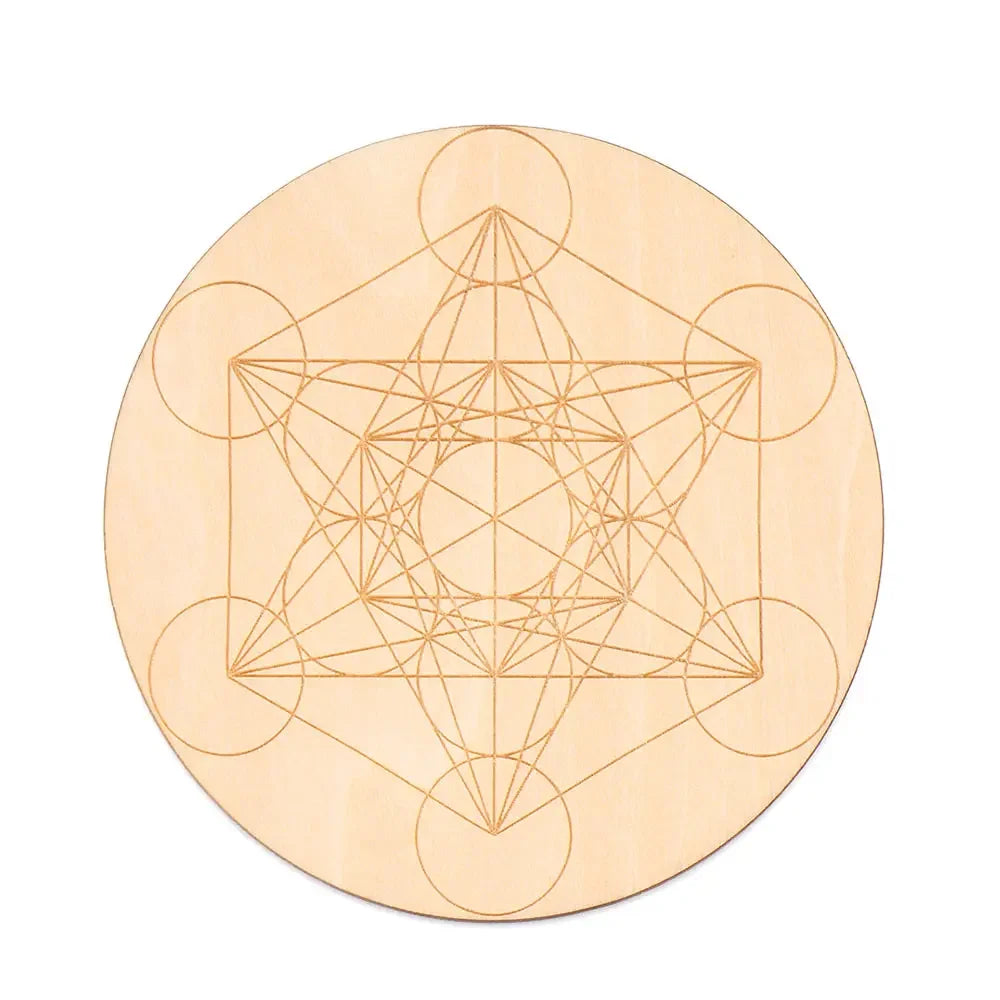 New Chakra Flower of life Natural Symbol  Wood Round Edge Circles Carved Coaster For Stone Crystal Set Home Kitchen DIY Decor