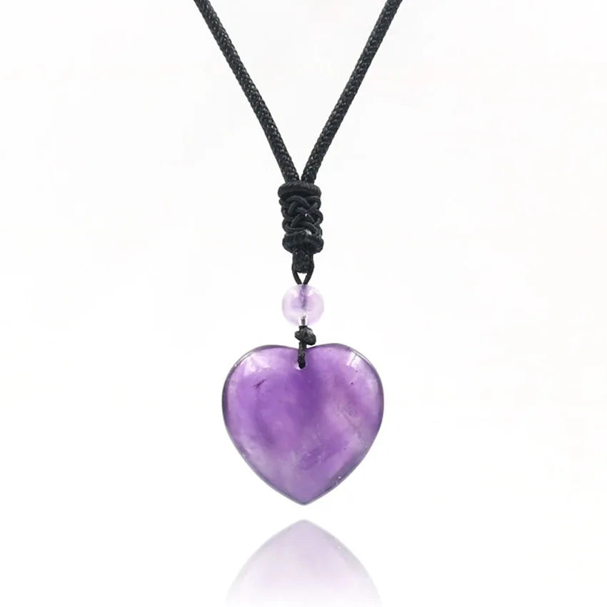 Natural Amethysts Reiki Tree of Life Hexagon Heart Wire Wrapped Pendant Circle Donut Braided Handmade Necklace Women Men Jewelry