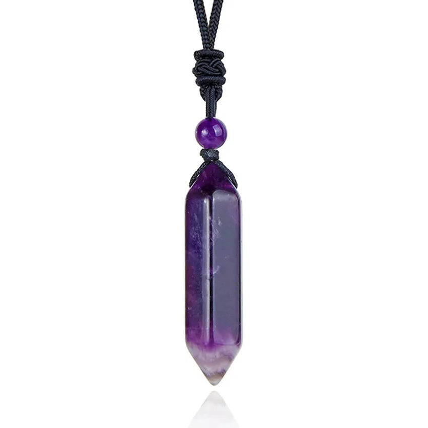Natural Amethysts Reiki Tree of Life Hexagon Heart Wire Wrapped Pendant Circle Donut Braided Handmade Necklace Women Men Jewelry