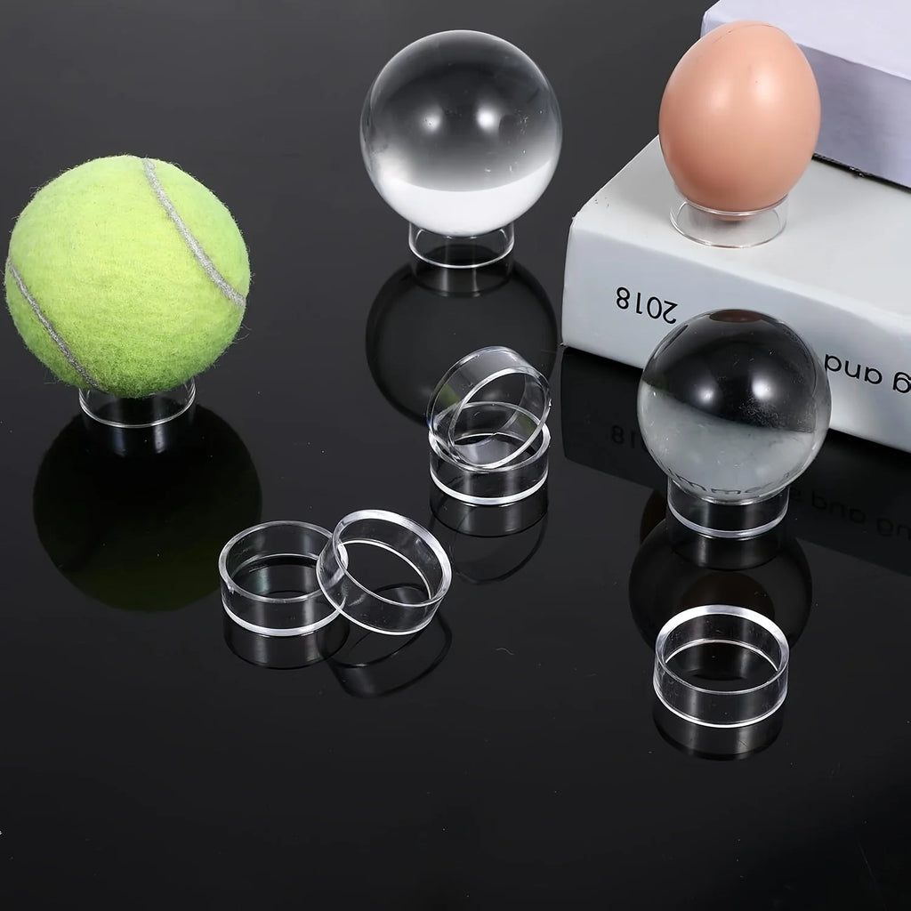 12-24Pcs Clear Sphere Display Stand Round Acrylic Ring Stands Baseballs Stand Sphere Holder for Decorative Eggs Crystal Balls
