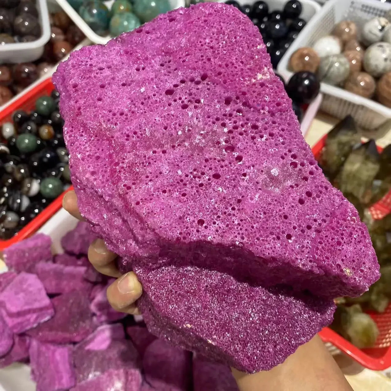 Natural rough red corundum and mineral spirit ruby raw gemstones Specimen Healing