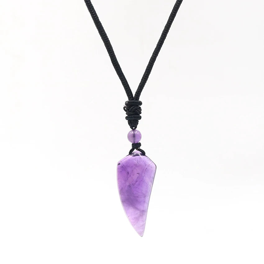 Natural Amethysts Reiki Tree of Life Hexagon Heart Wire Wrapped Pendant Circle Donut Braided Handmade Necklace Women Men Jewelry