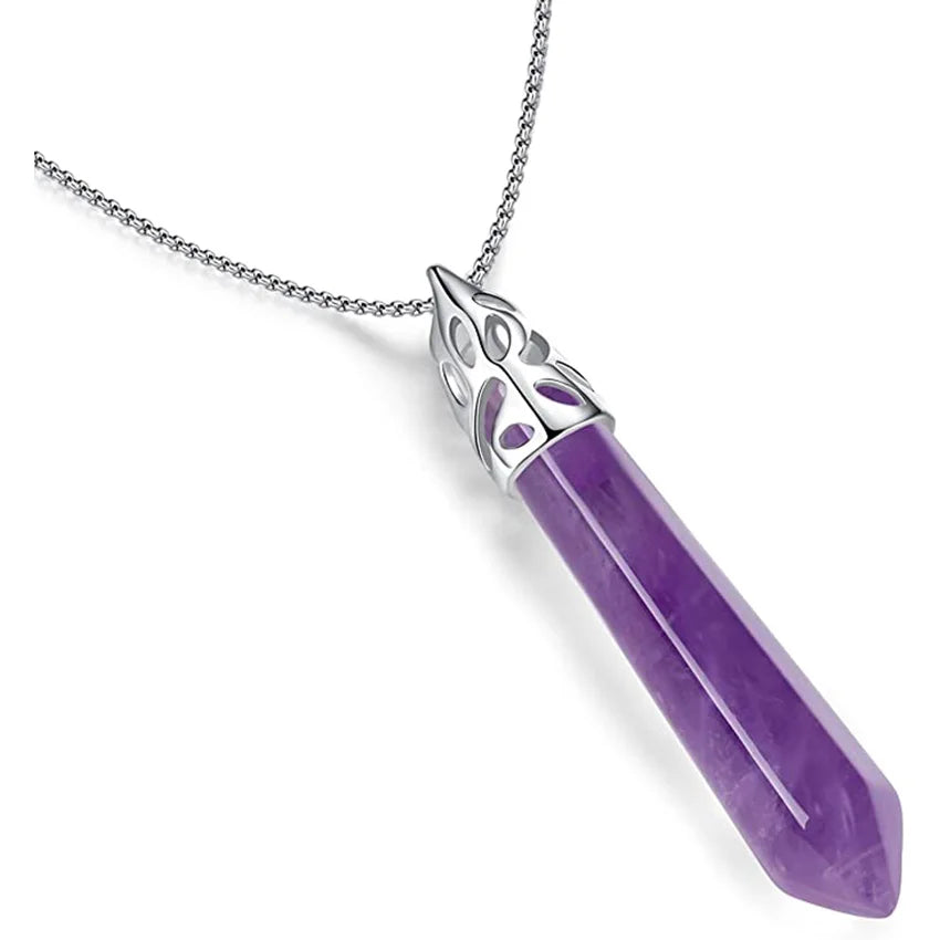 Natural Amethysts Reiki Tree of Life Hexagon Heart Wire Wrapped Pendant Circle Donut Braided Handmade Necklace Women Men Jewelry